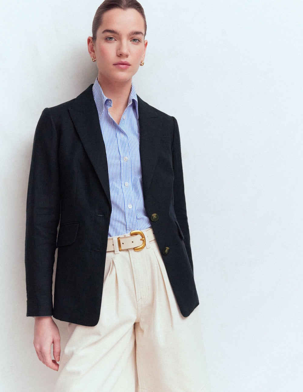 Stamford Linen Blazer-Navy / Boden Online