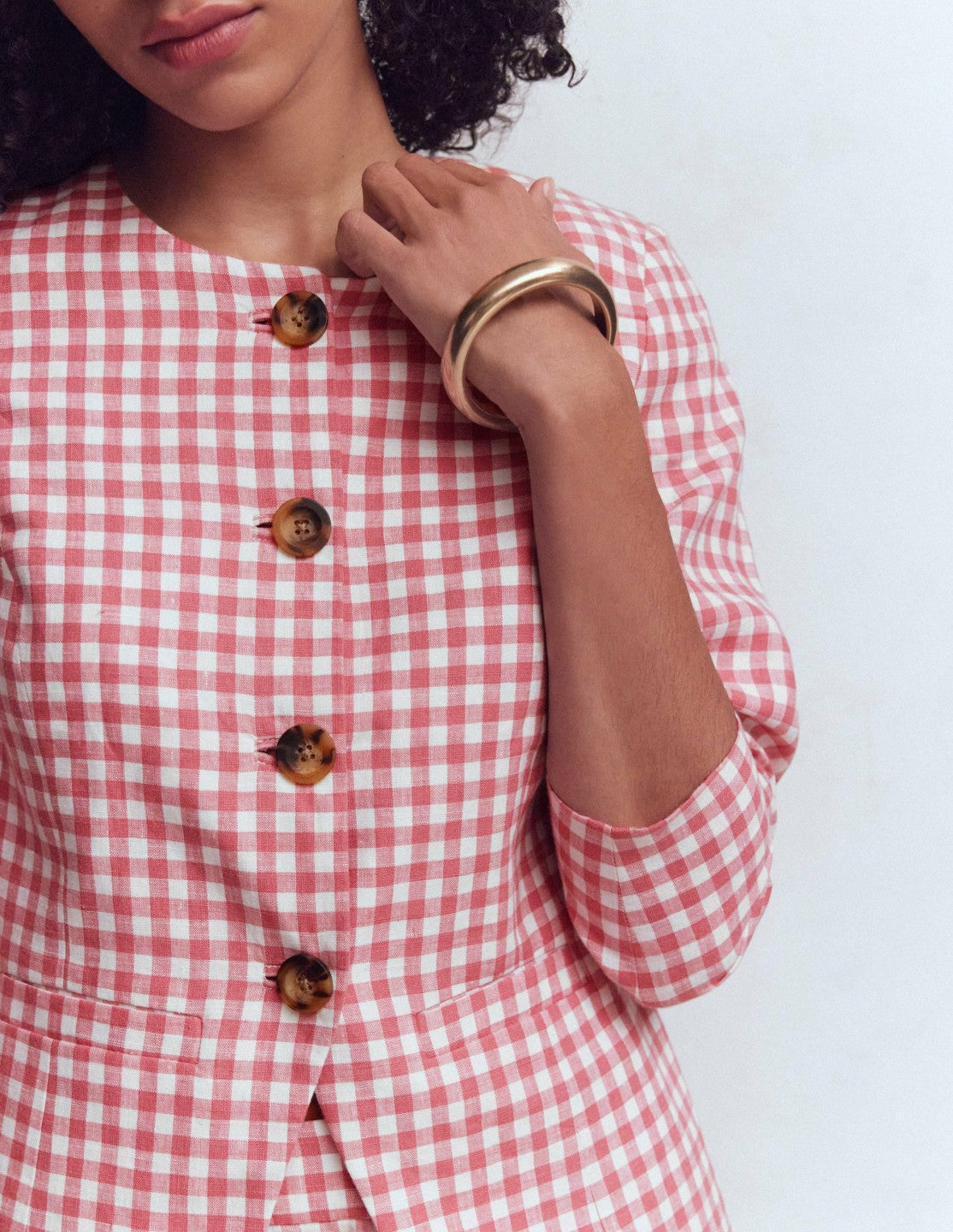 Hampstead Linen Blazer-Vintage Rose Gingham / Boden Outlet