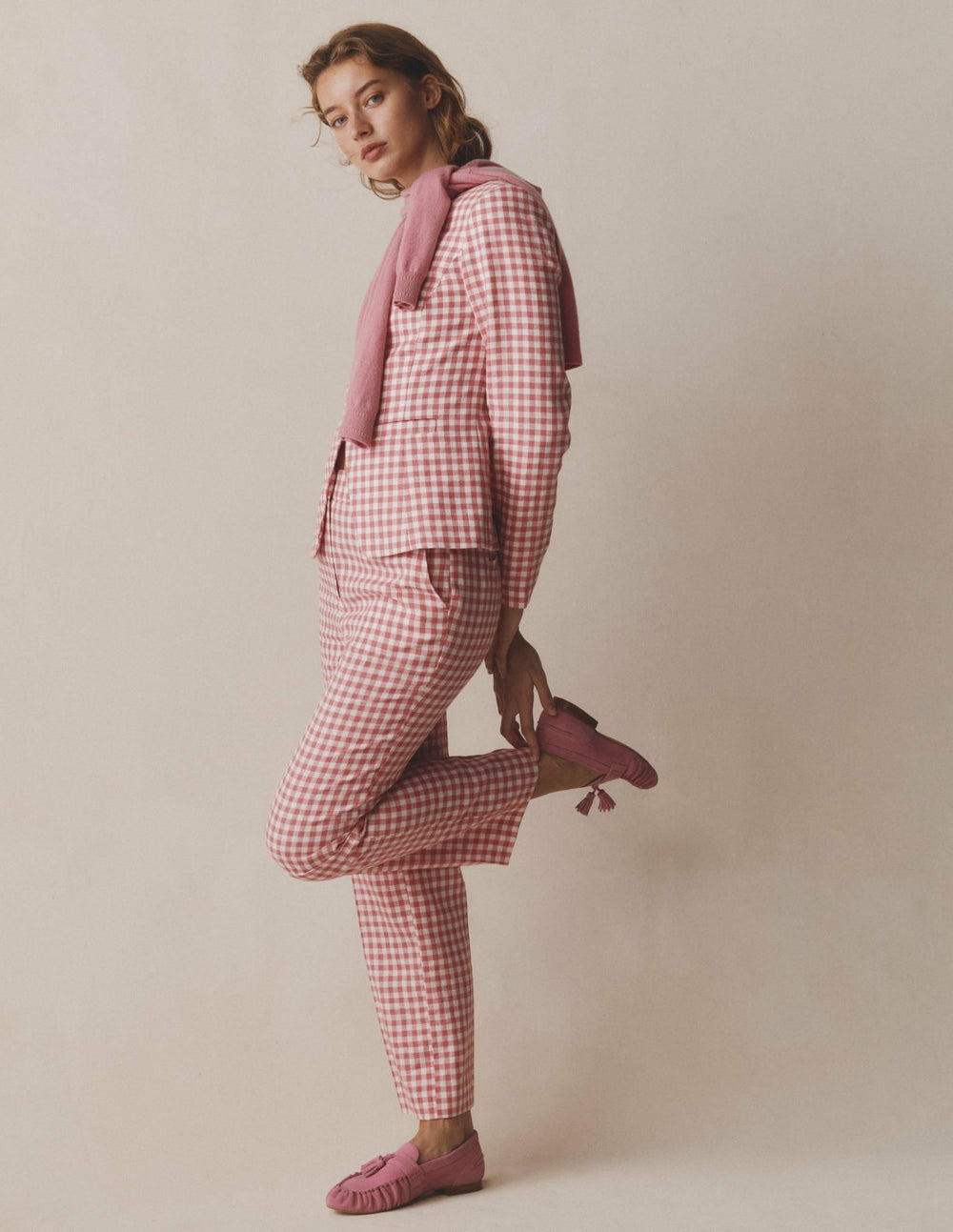 Hampstead Linen Blazer-Vintage Rose Gingham / Boden Outlet