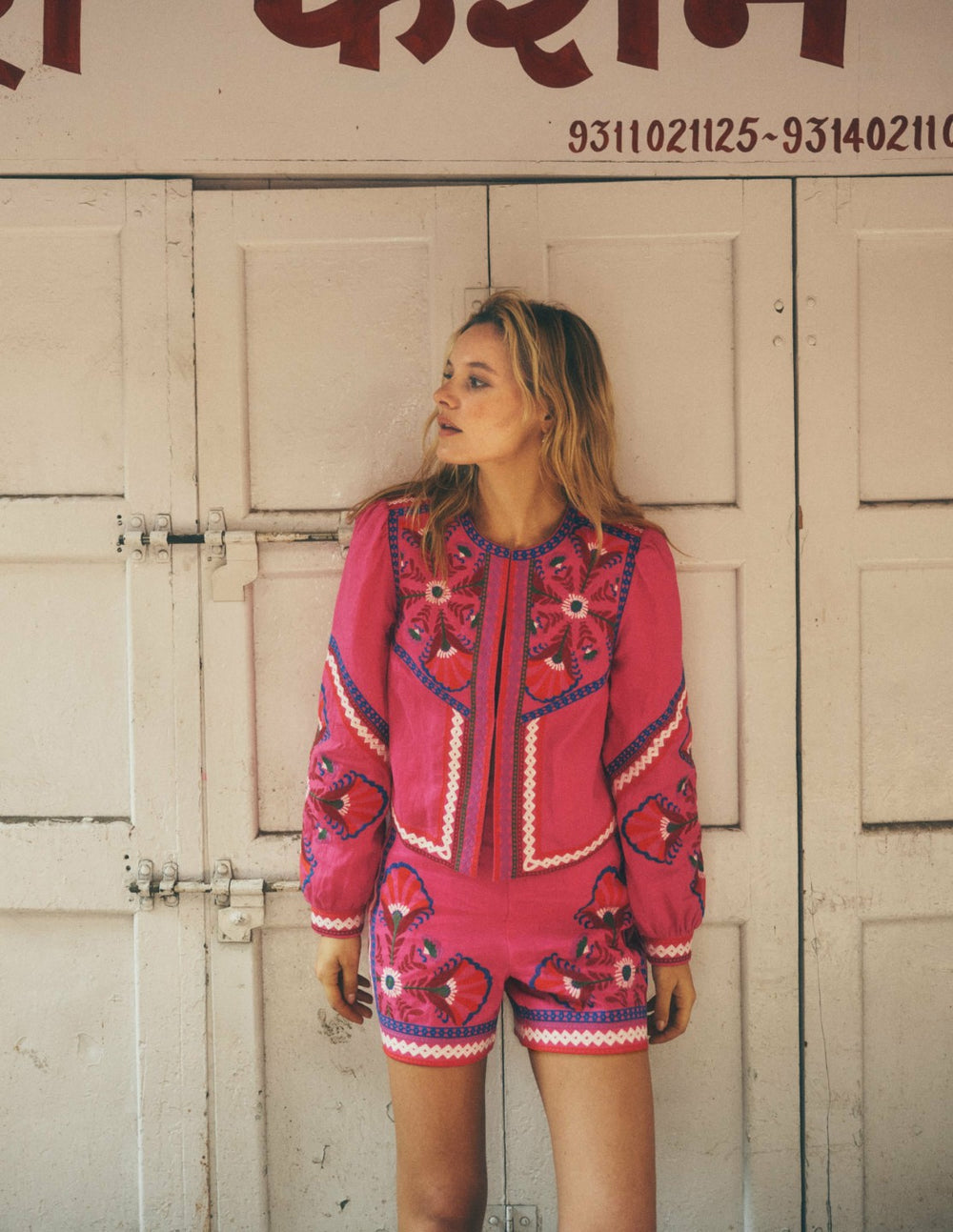 Embroidered Linen Jacket-Pink Peony, Embroidered / Boden Discount
