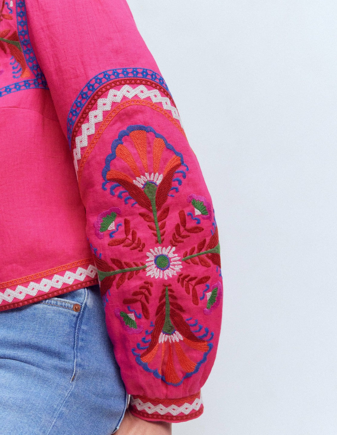 Embroidered Linen Jacket-Pink Peony, Embroidered / Boden Discount