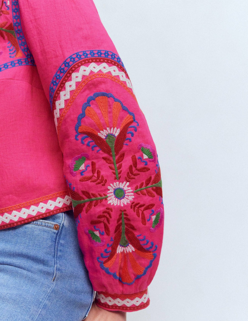 Embroidered Linen Jacket-Pink Peony, Embroidered / Boden Discount