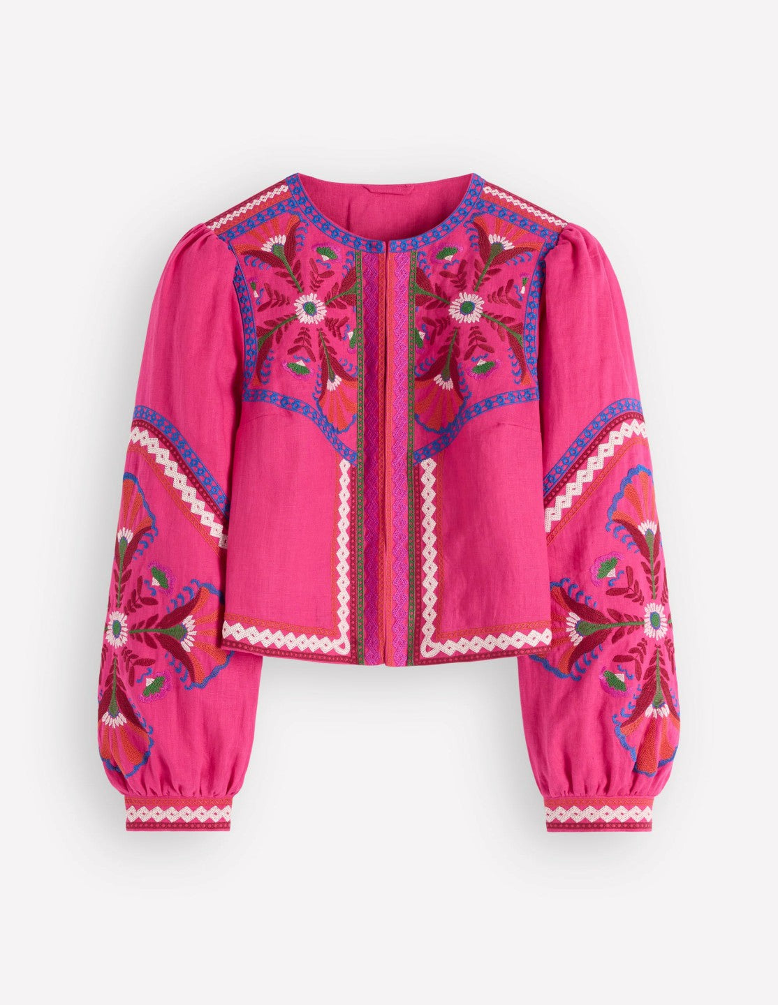 Embroidered Linen Jacket-Pink Peony, Embroidered / Boden Discount