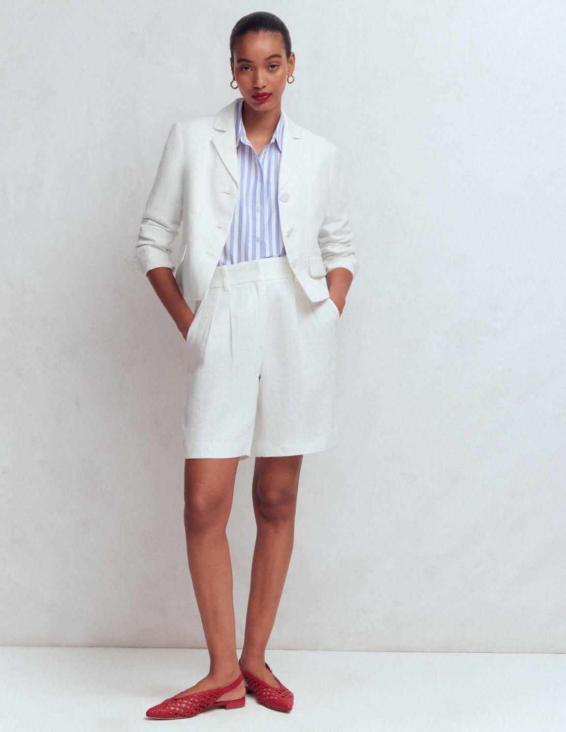 Dartmouth Linen Blazer-White / Boden us
