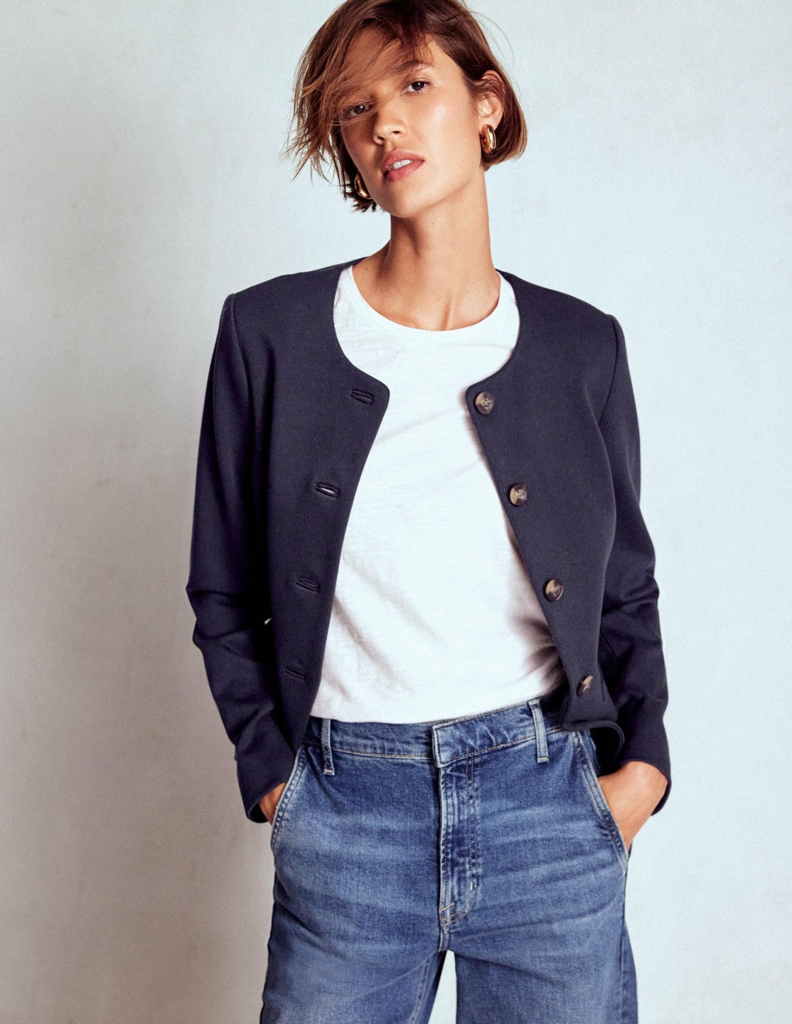 Hampstead Ponte Twill Blazer-Navy / Boden
