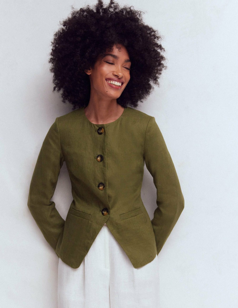 Hampstead Linen Blazer-Woodland Green / Boden Online