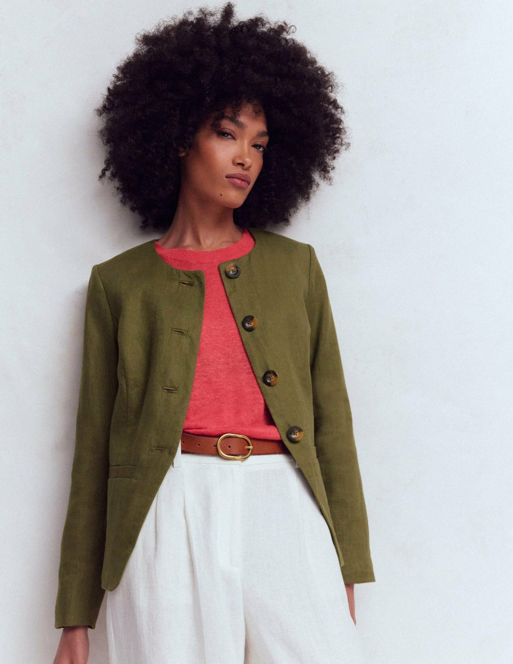 Hampstead Linen Blazer-Woodland Green / Boden Online