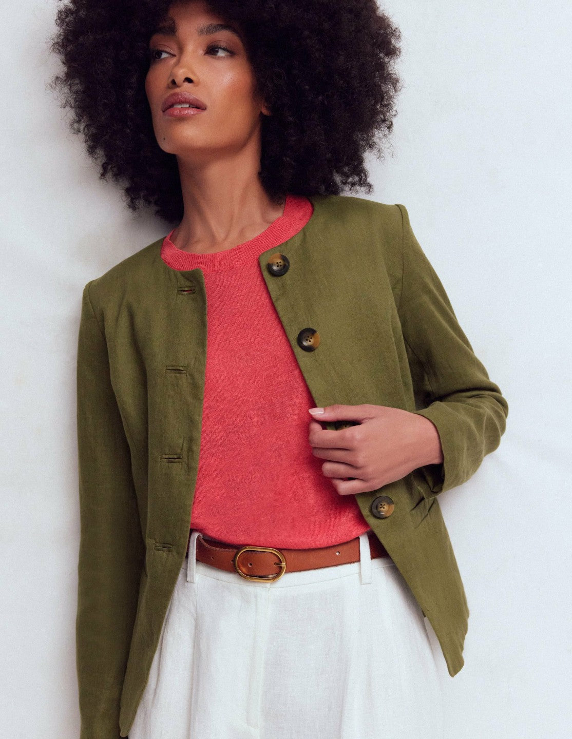 Hampstead Linen Blazer-Woodland Green / Boden Online
