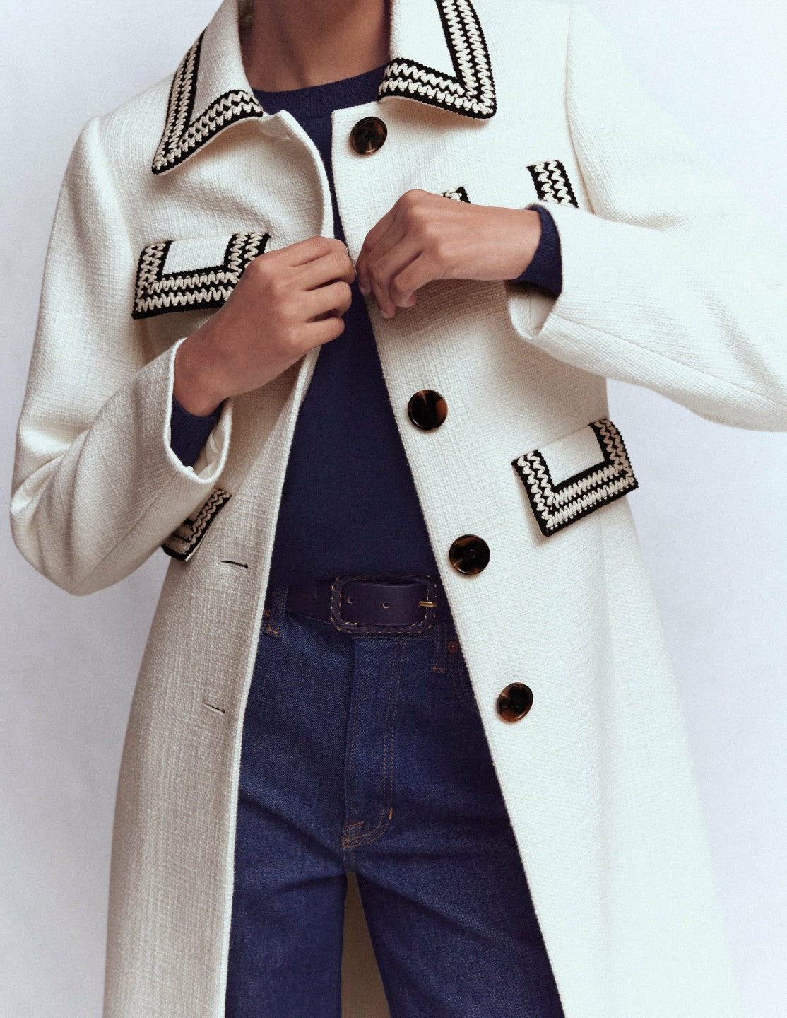 Pocket Detail Coat-Ivory / Boden Discount