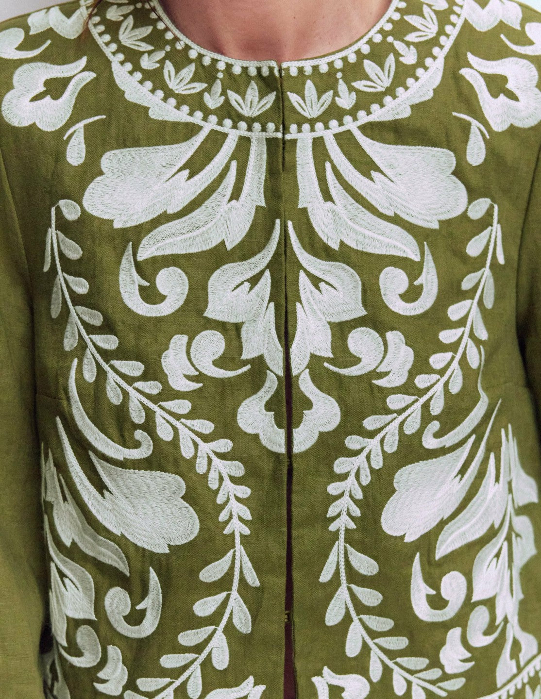 Embroidered Linen Jacket-Woodland Green / Boden us