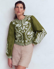 Embroidered Linen Jacket-Woodland Green / Boden us