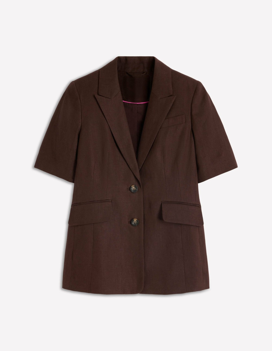 Short Sleeve Linen Blazer-Bitter Chocolate / Boden