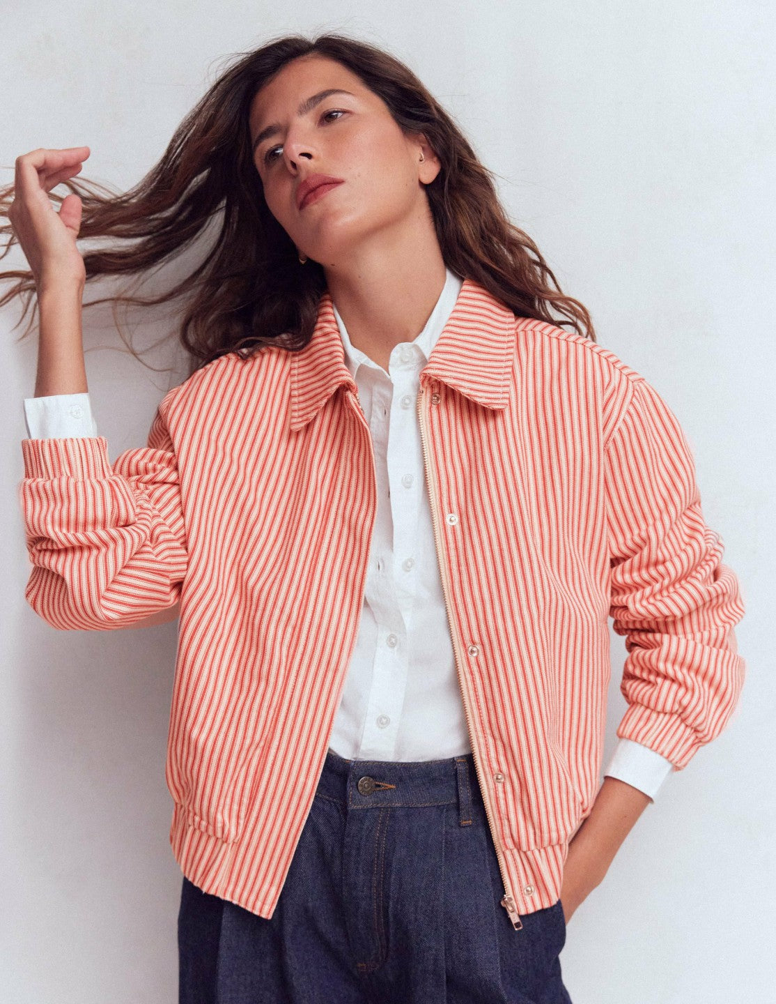Harrington Jacket-Red Tram Stripe / Boden Sale