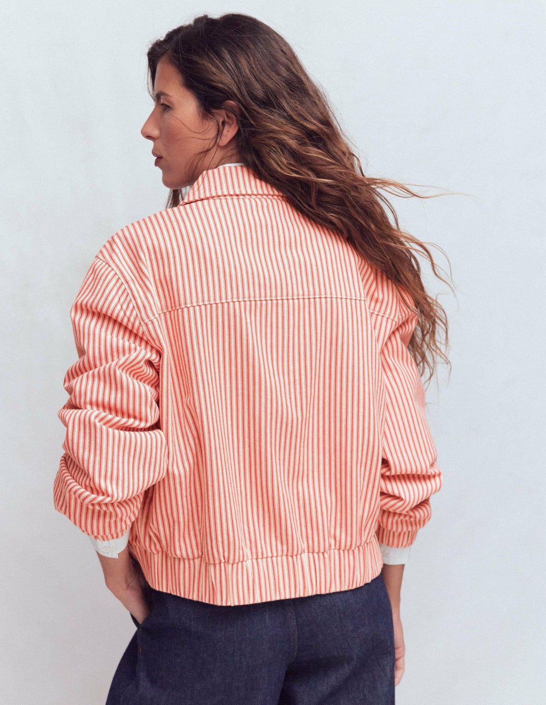 Harrington Jacket-Red Tram Stripe / Boden Sale