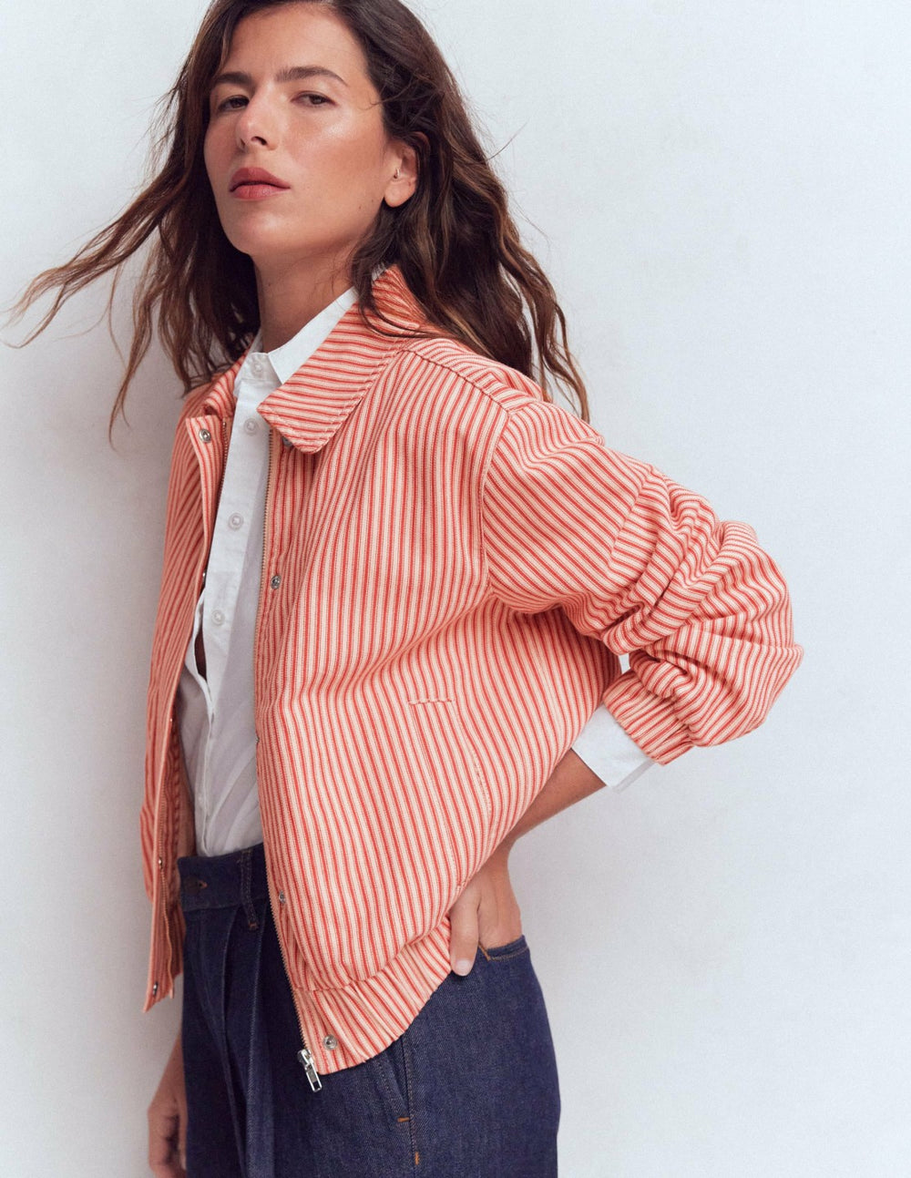 Harrington Jacket-Red Tram Stripe / Boden Sale