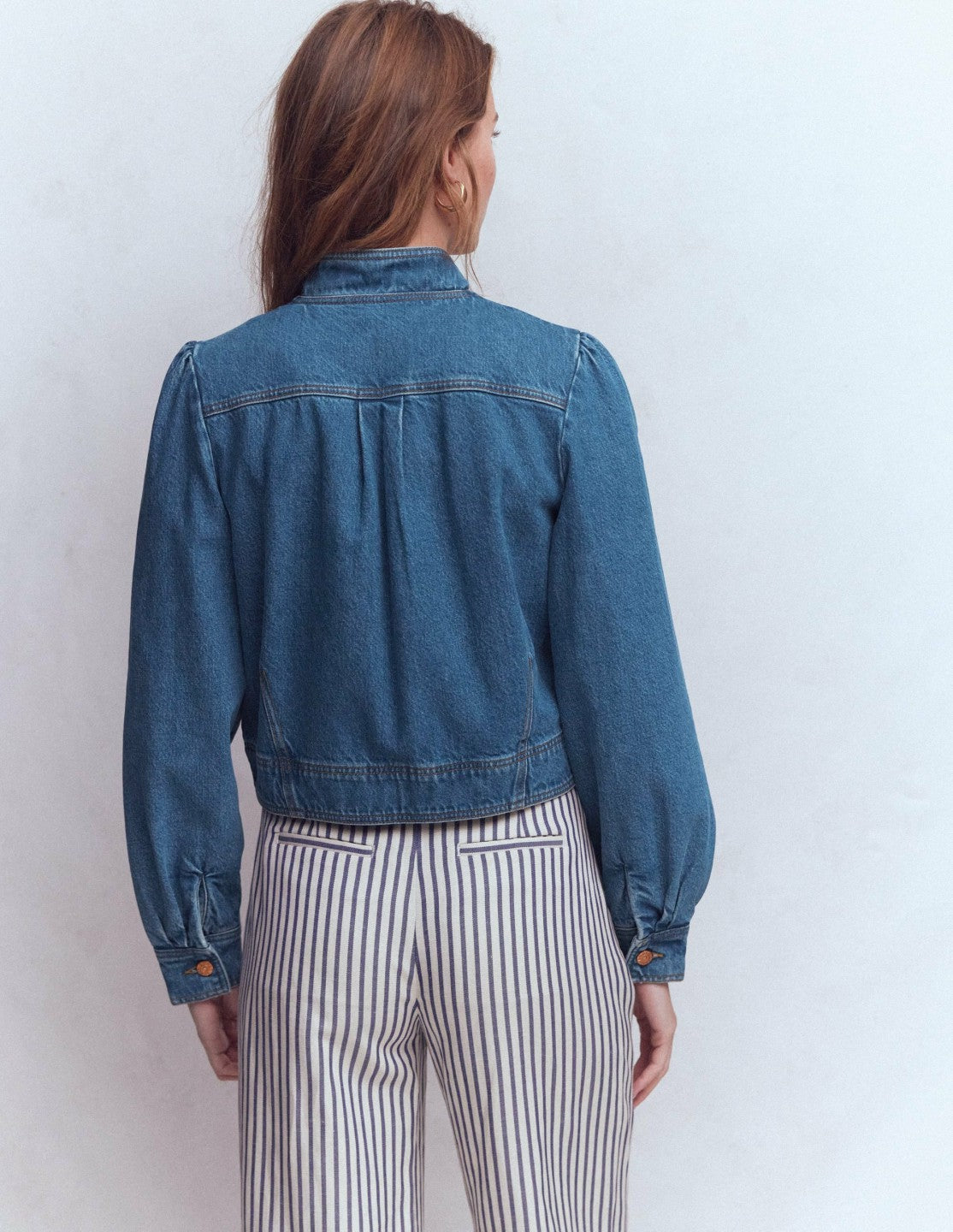 Topstitch Denim Jacket-Mid Wash, Denim / Boden Online