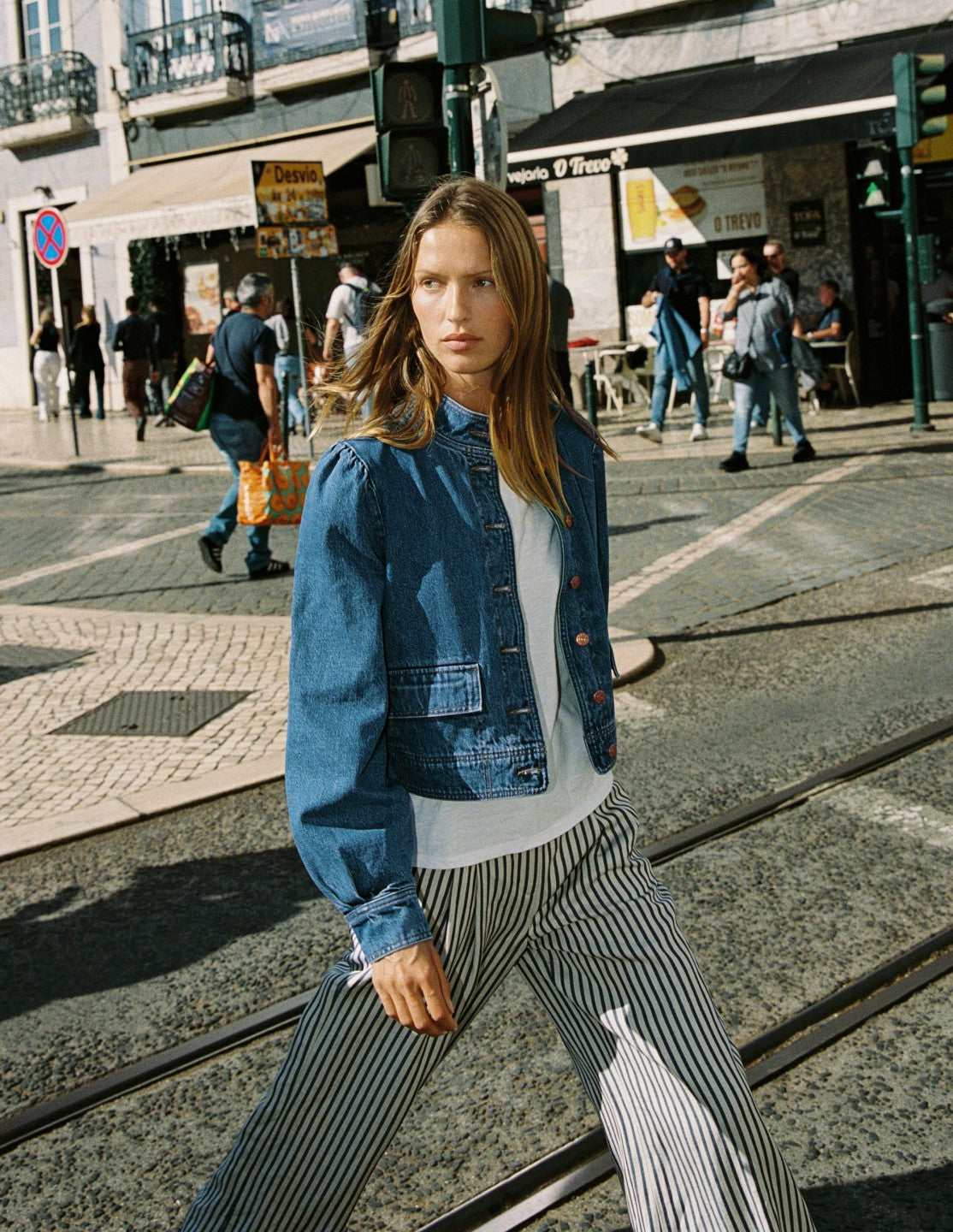 Topstitch Denim Jacket-Mid Wash, Denim / Boden Online