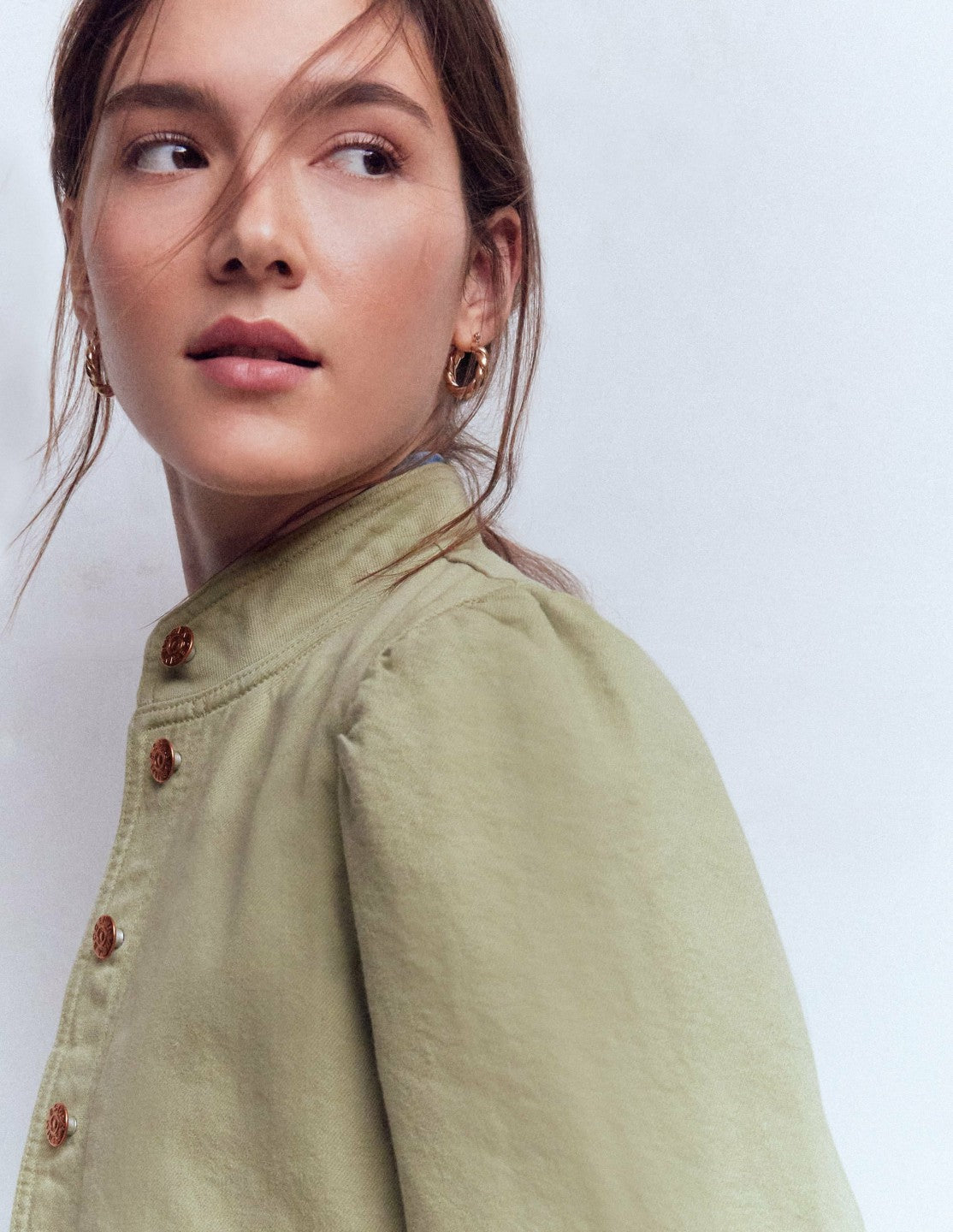 Topstitch Denim Jacket-Soft Green / Boden us