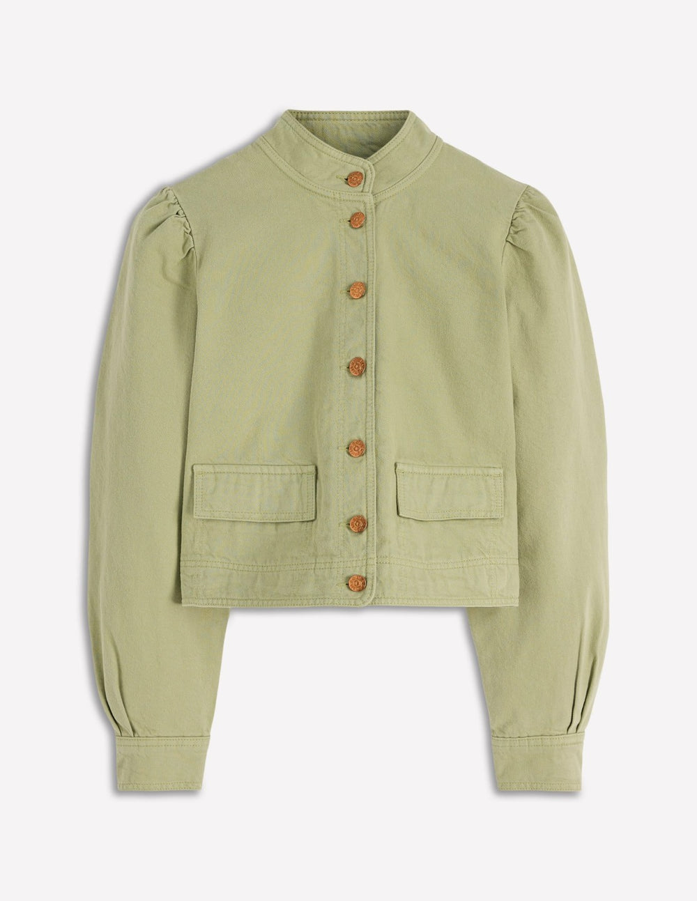 Topstitch Denim Jacket-Soft Green / Boden us