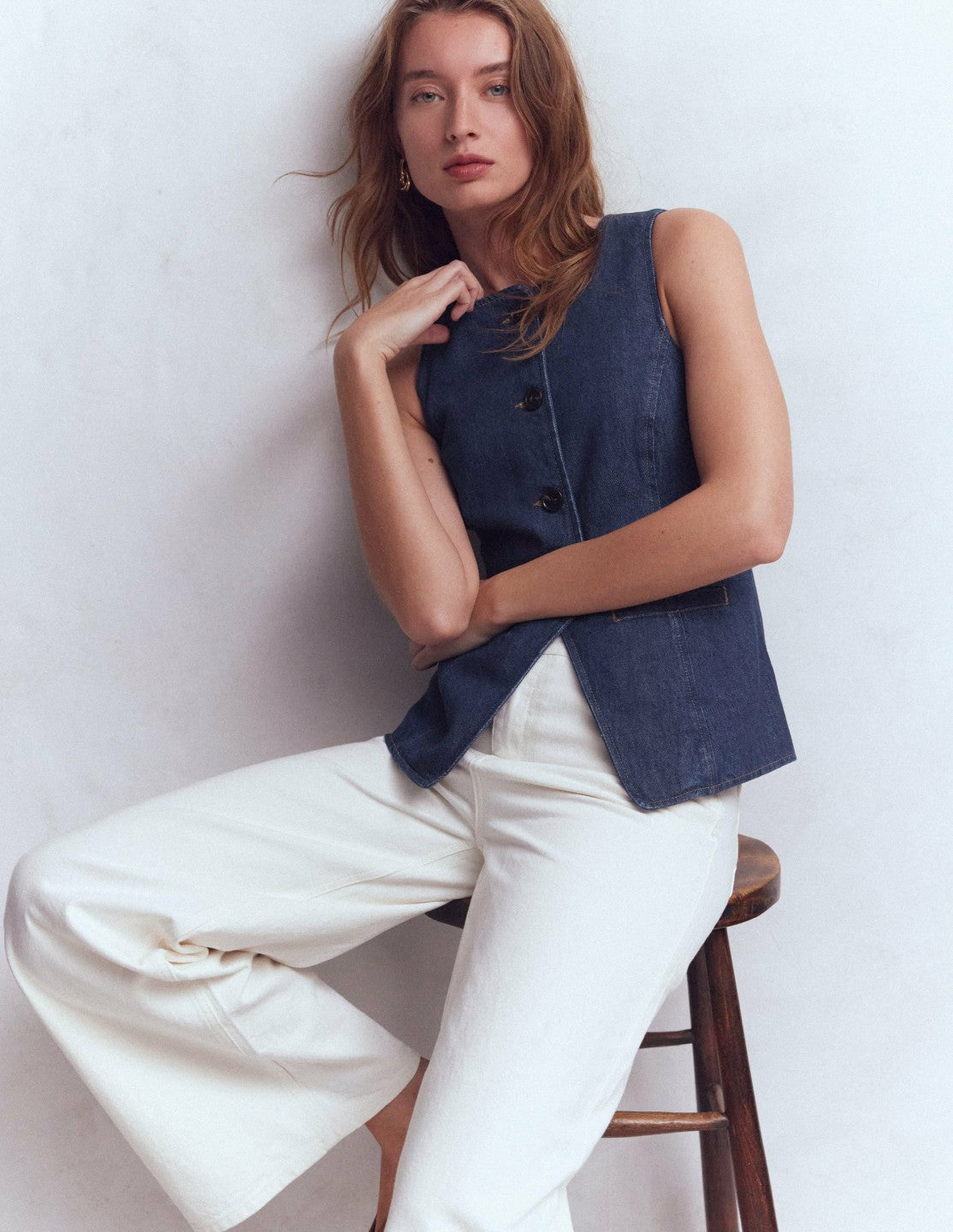 Denim Waistcoat-Indigo Denim / Boden Outlet