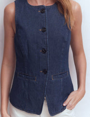 Denim Waistcoat-Indigo Denim / Boden Outlet