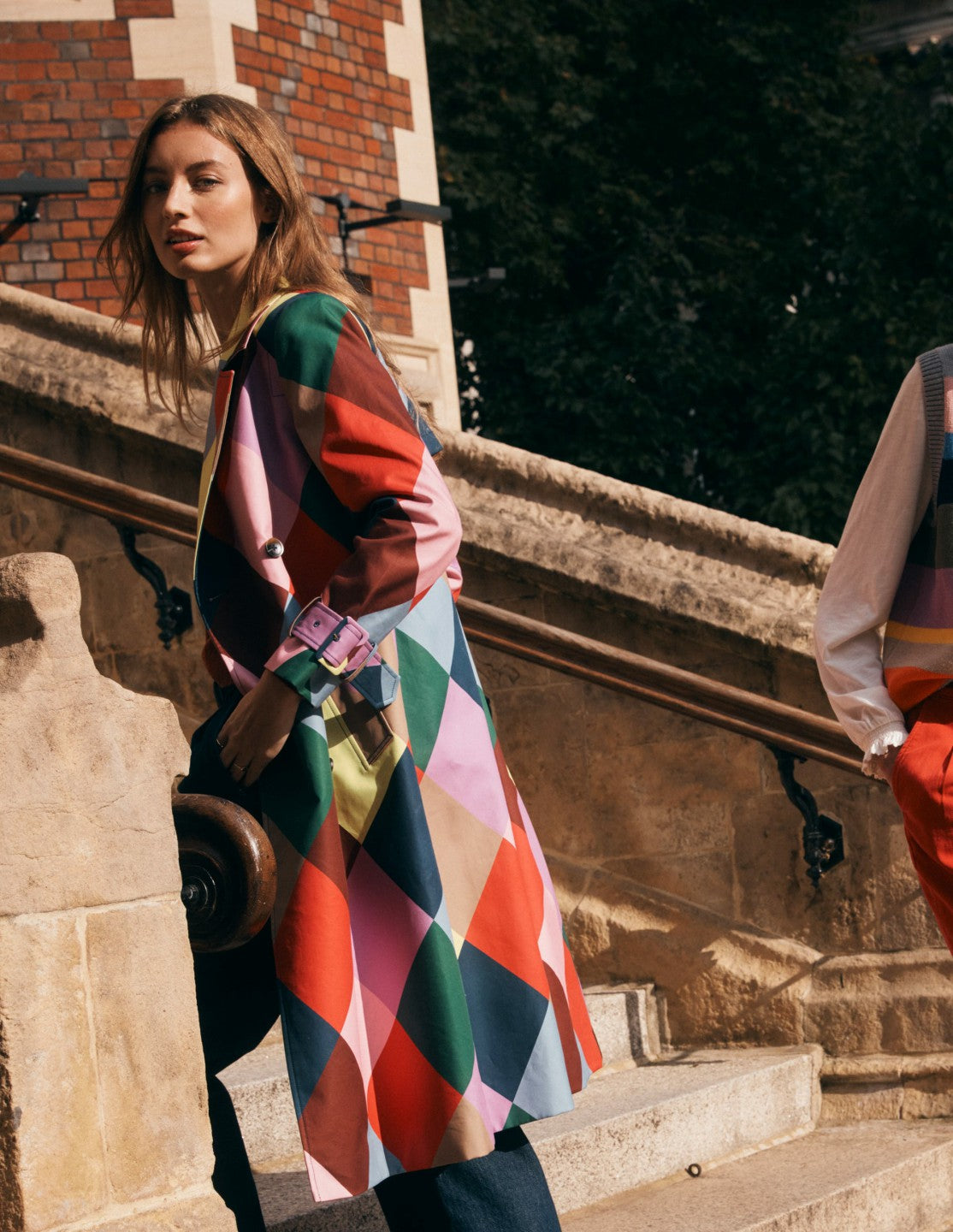 Double Breasted Trench-Giant Multi Harlequin / Boden us