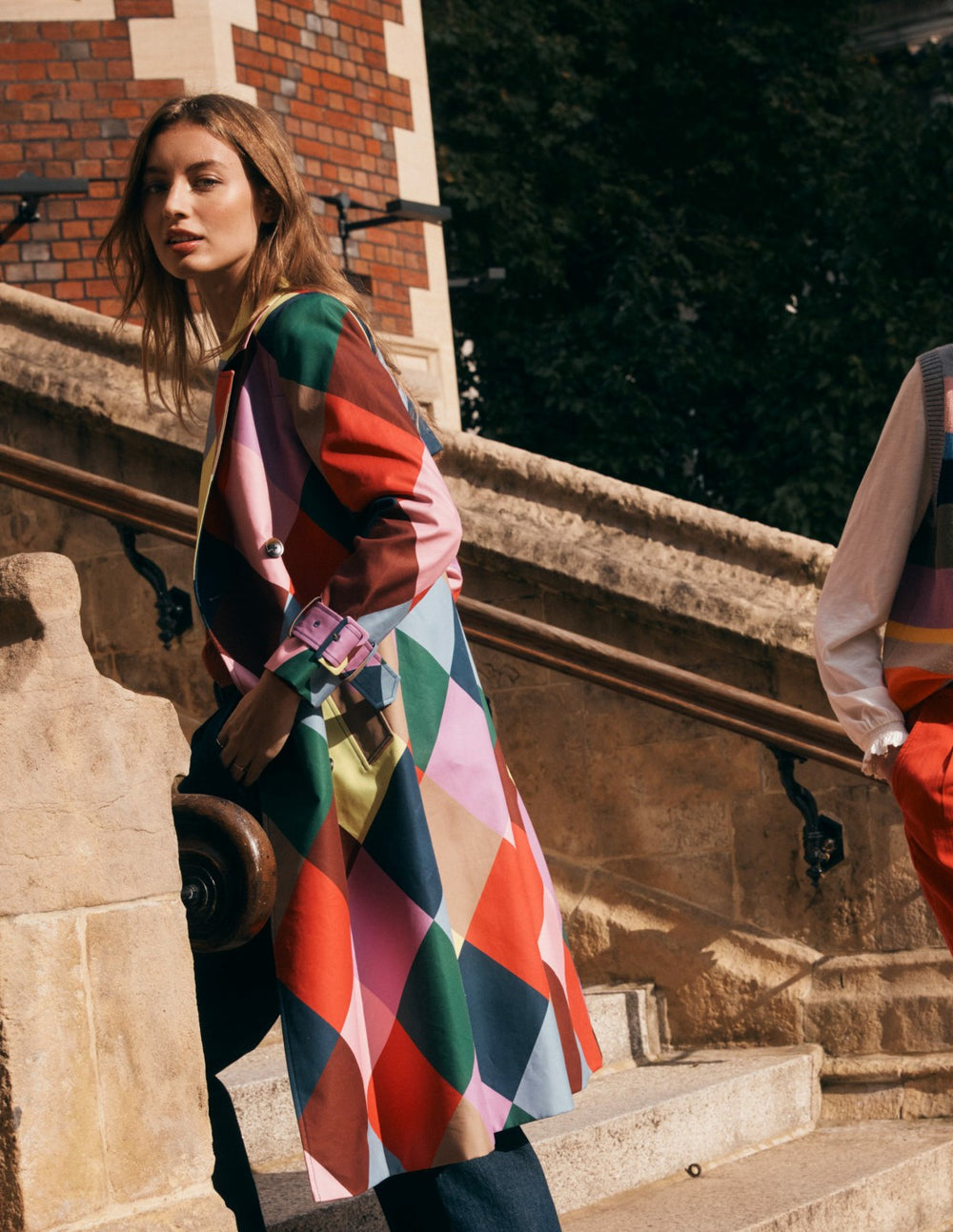 Double Breasted Trench-Giant Multi Harlequin / Boden us