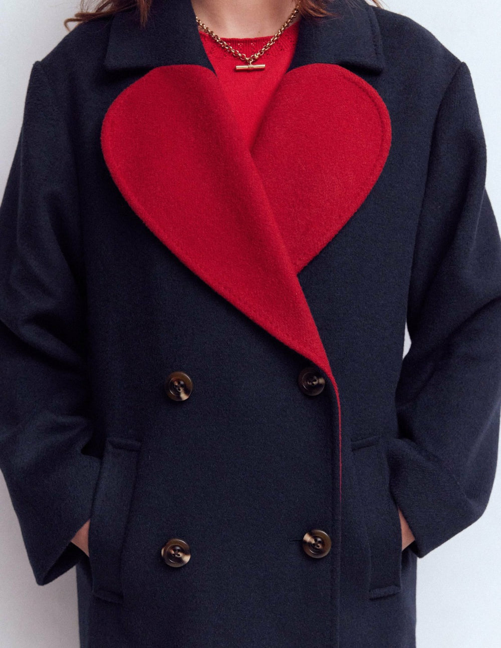 Cocoon Wool Coat-Navy Heart / Boden