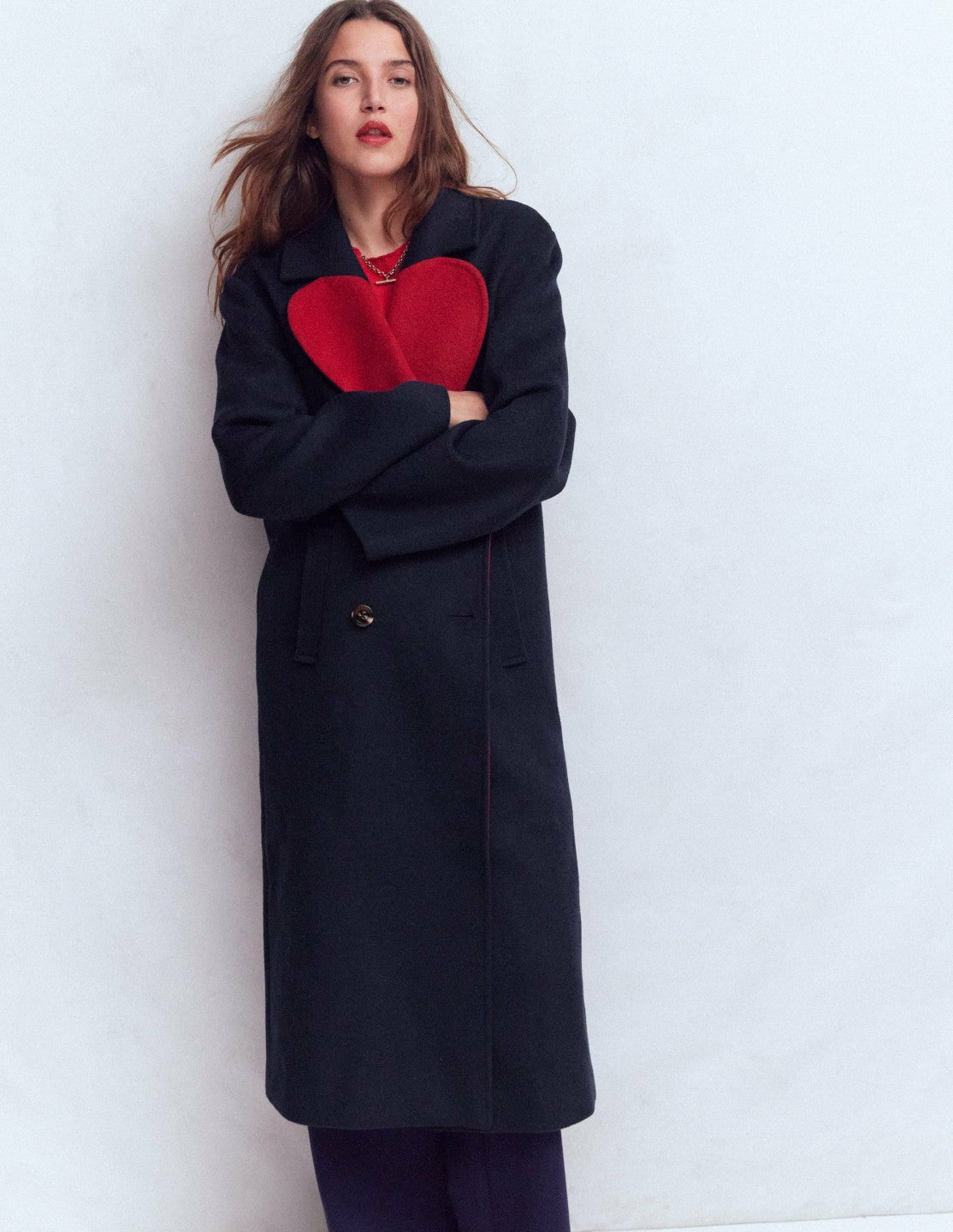 Cocoon Wool Coat-Navy Heart / Boden