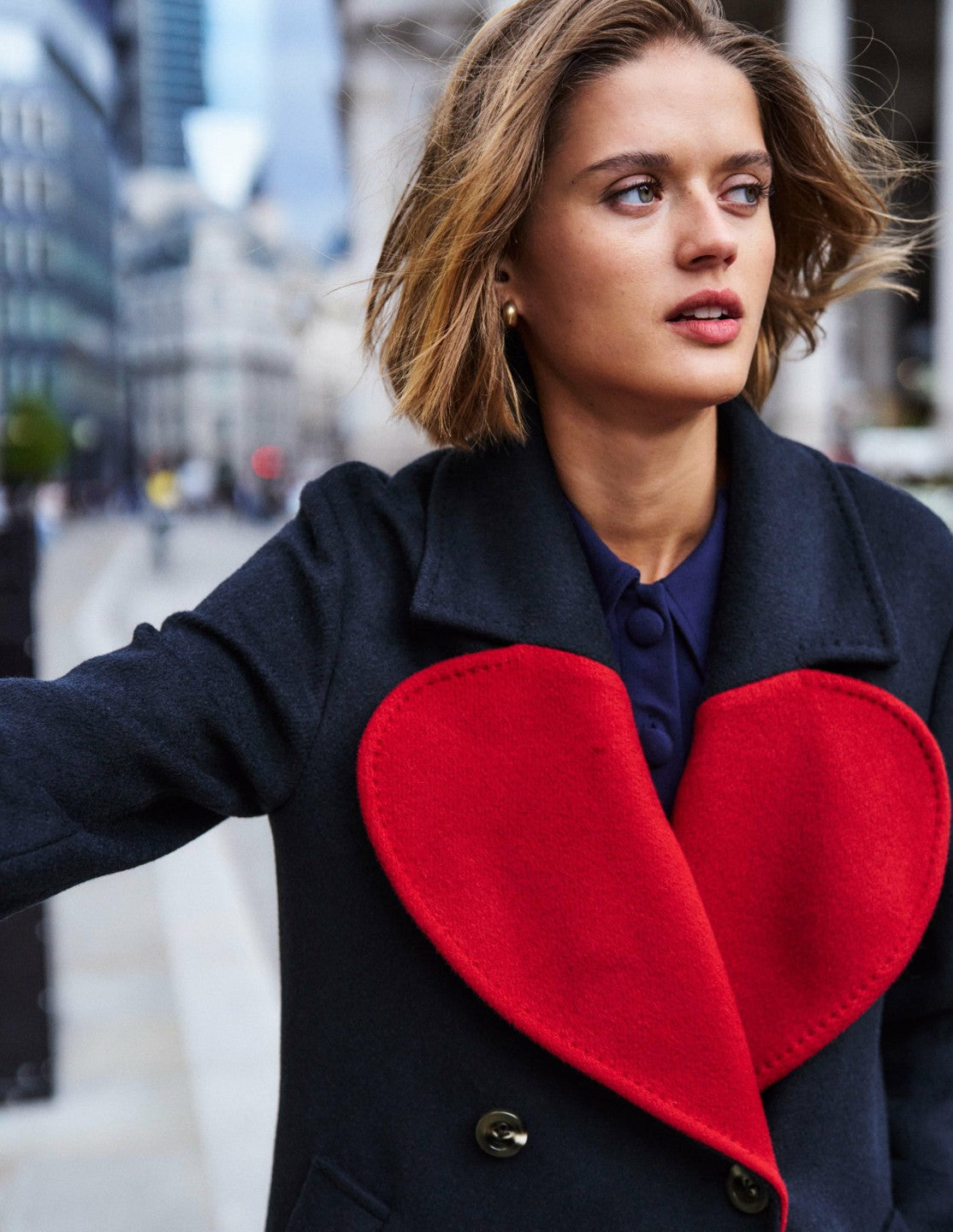 Cocoon Wool Coat-Navy Heart / Boden