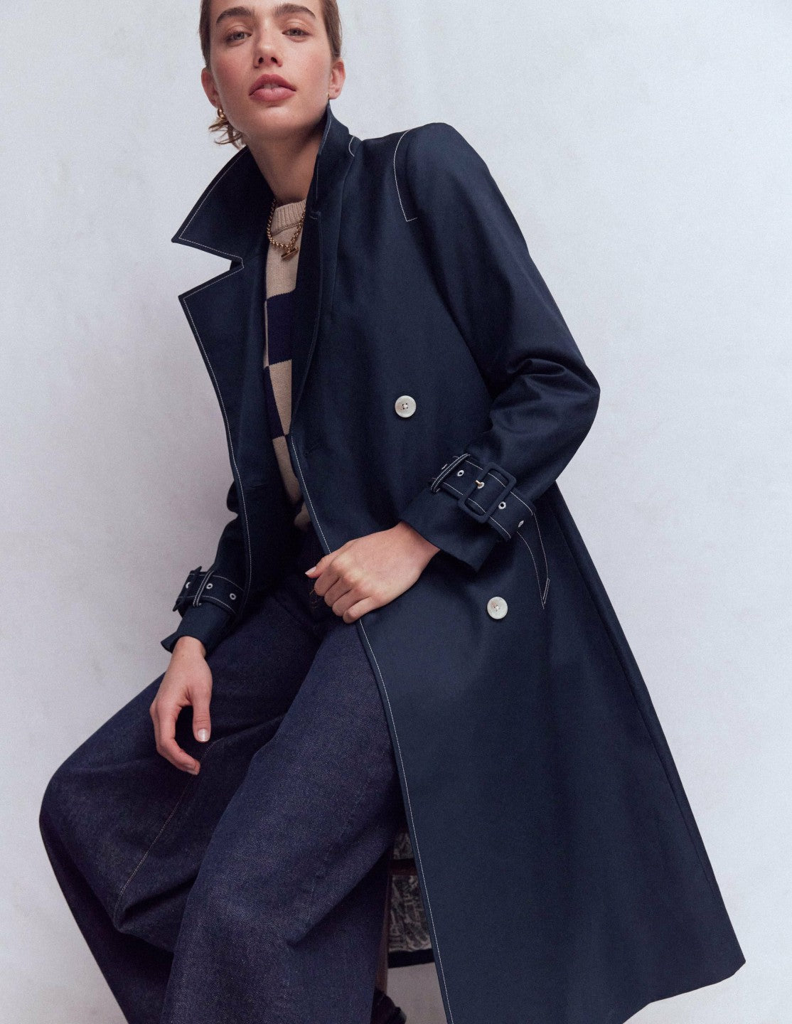 Double Breasted Trench-Navy / Boden Sale