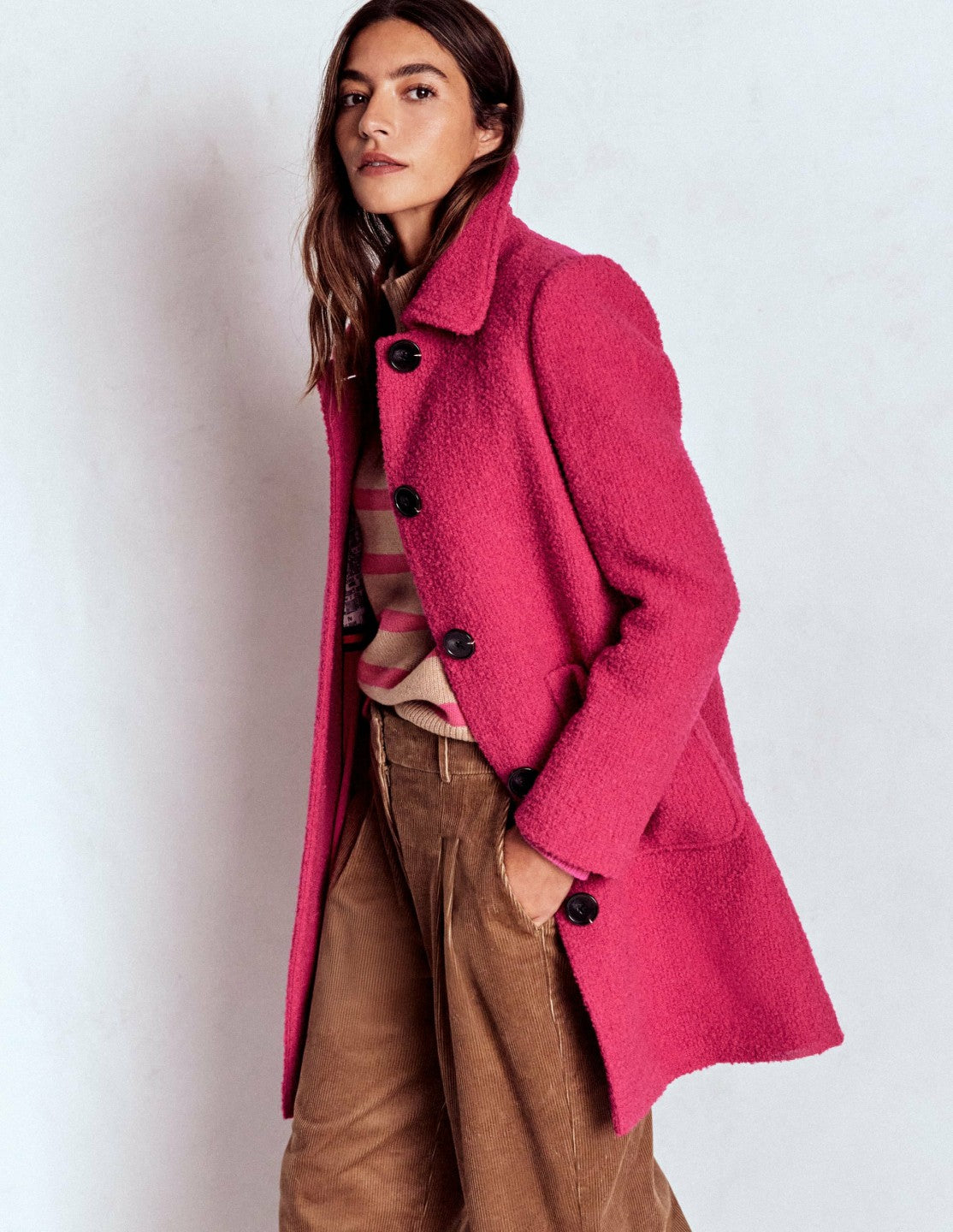 Carlisle Wool Coat-Vibrant Pink / Boden Discount