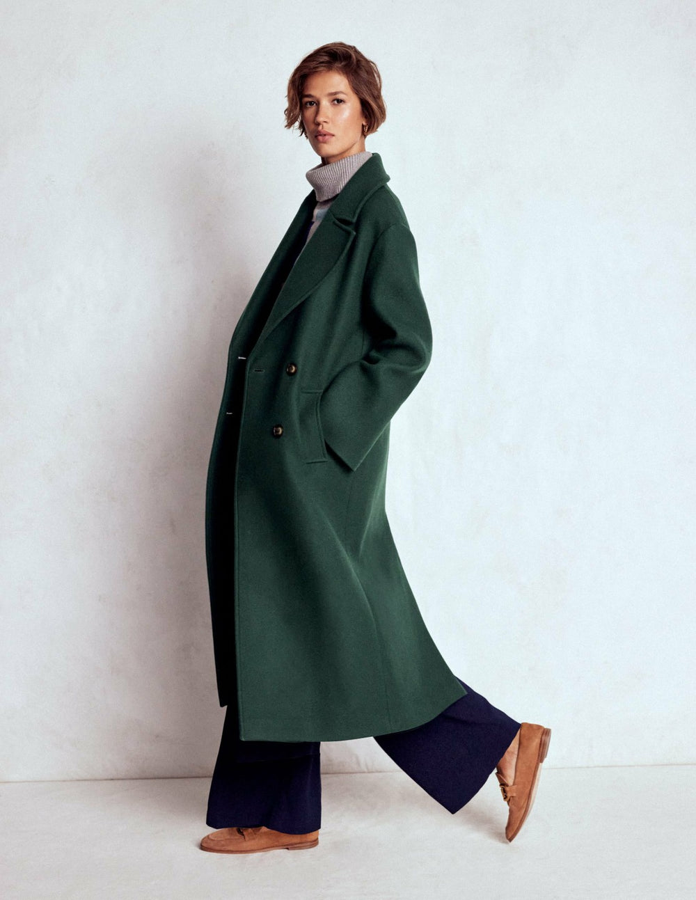 Cocoon Wool Coat-Emerald Night / Boden On sale
