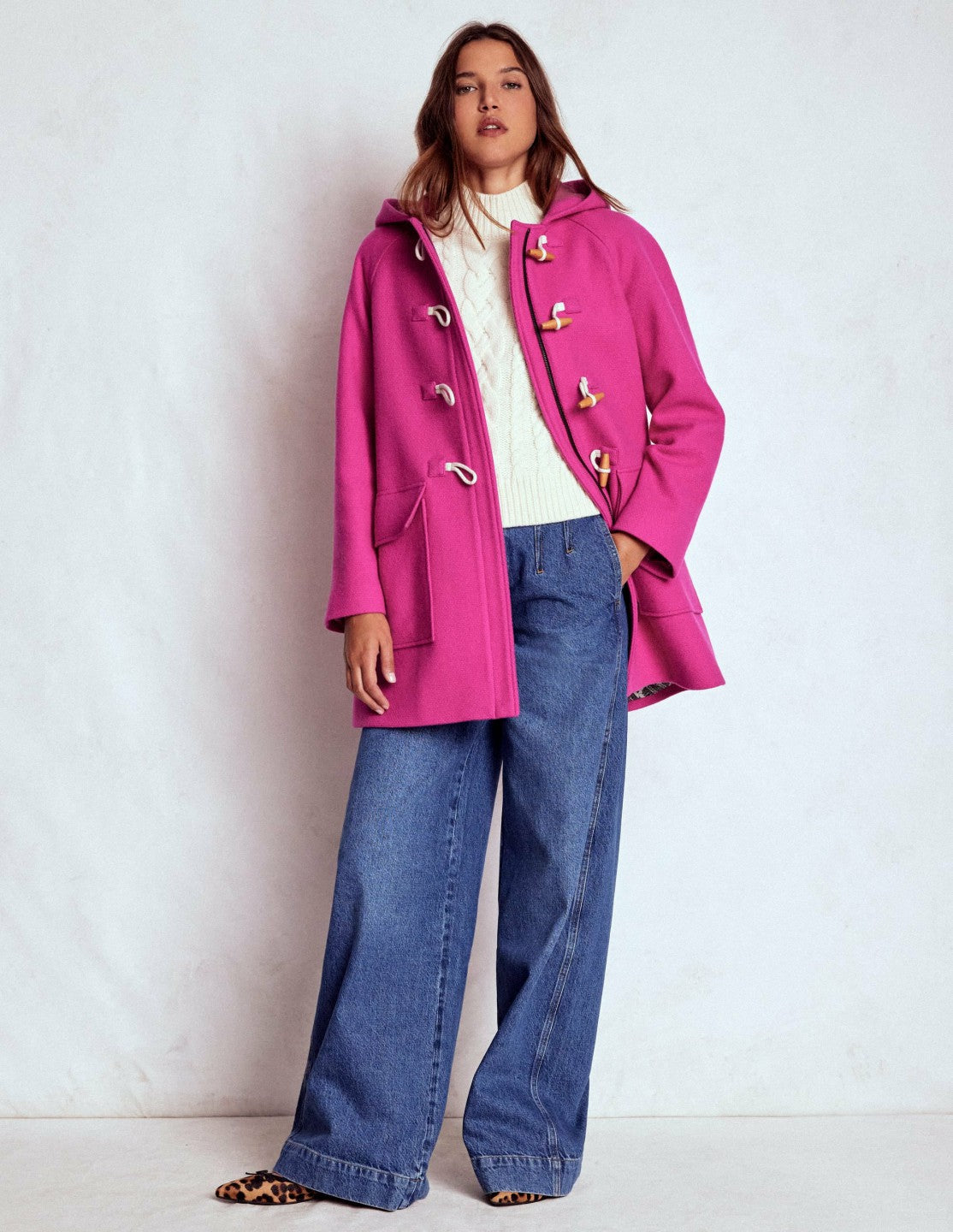 Swing Duffle Coat-Pink Peony / Boden us