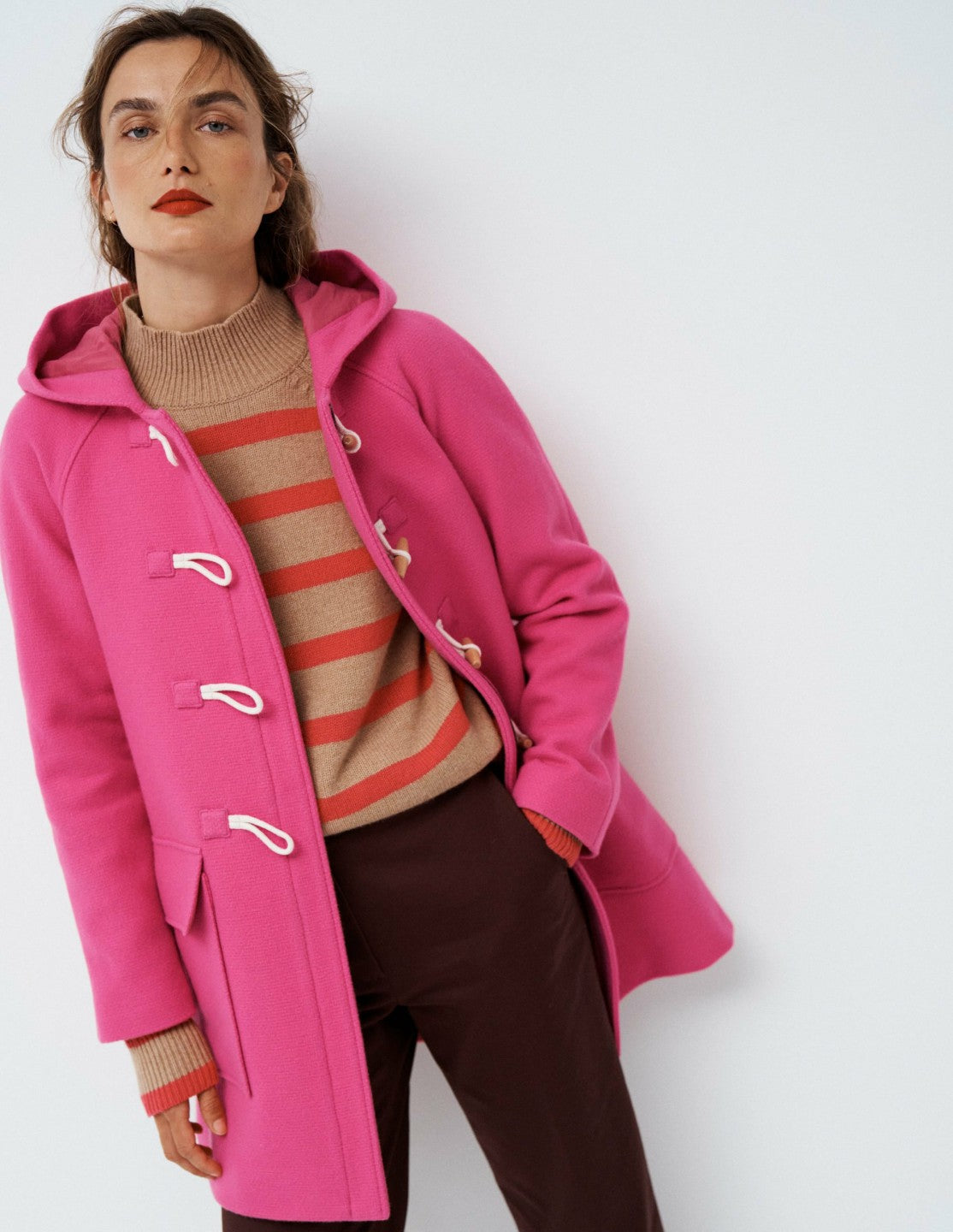 Swing Duffle Coat-Pink Peony / Boden us
