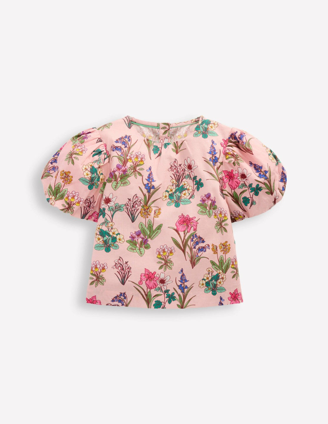Puff Sleeve Woven Top-Pink Floral / Boden