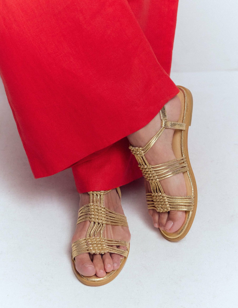 Multi Strap Knot Sandal-Gold / Boden Online