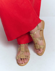 Multi Strap Knot Sandal-Gold / Boden Online