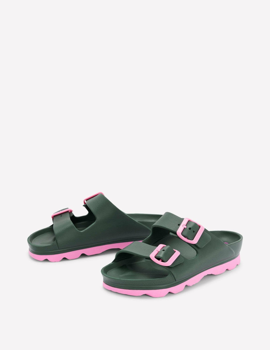Lyla Double Buckle Sliders-Khaki/Pink / Boden Discount
