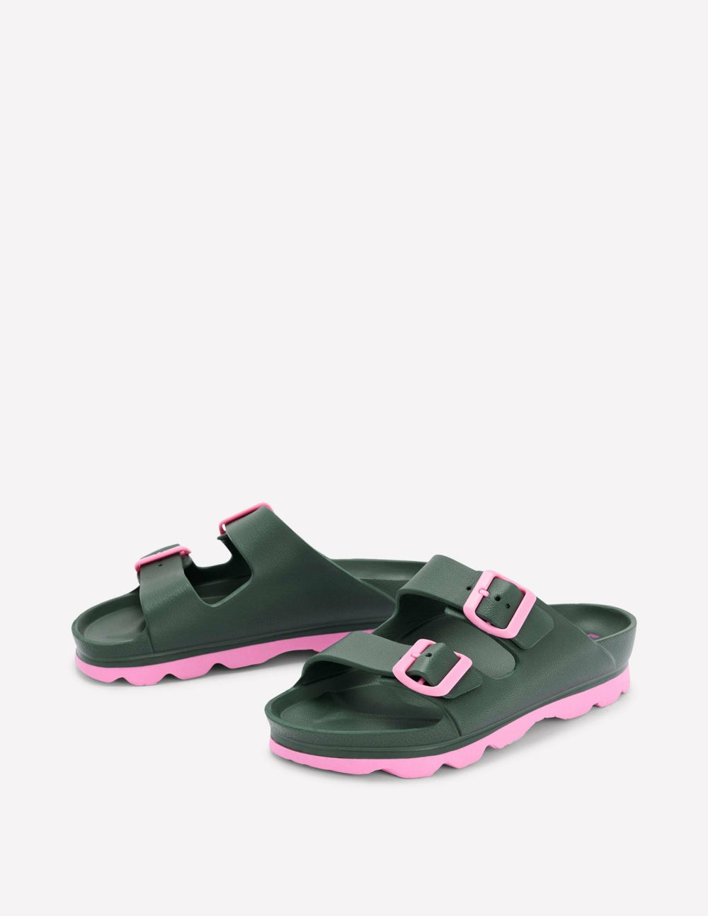 Lyla Double Buckle Sliders-Khaki/Pink / Boden Discount