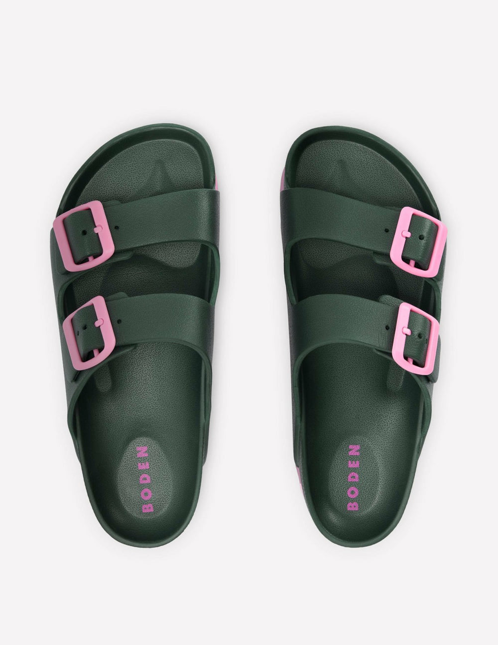 Lyla Double Buckle Sliders-Khaki/Pink / Boden Discount