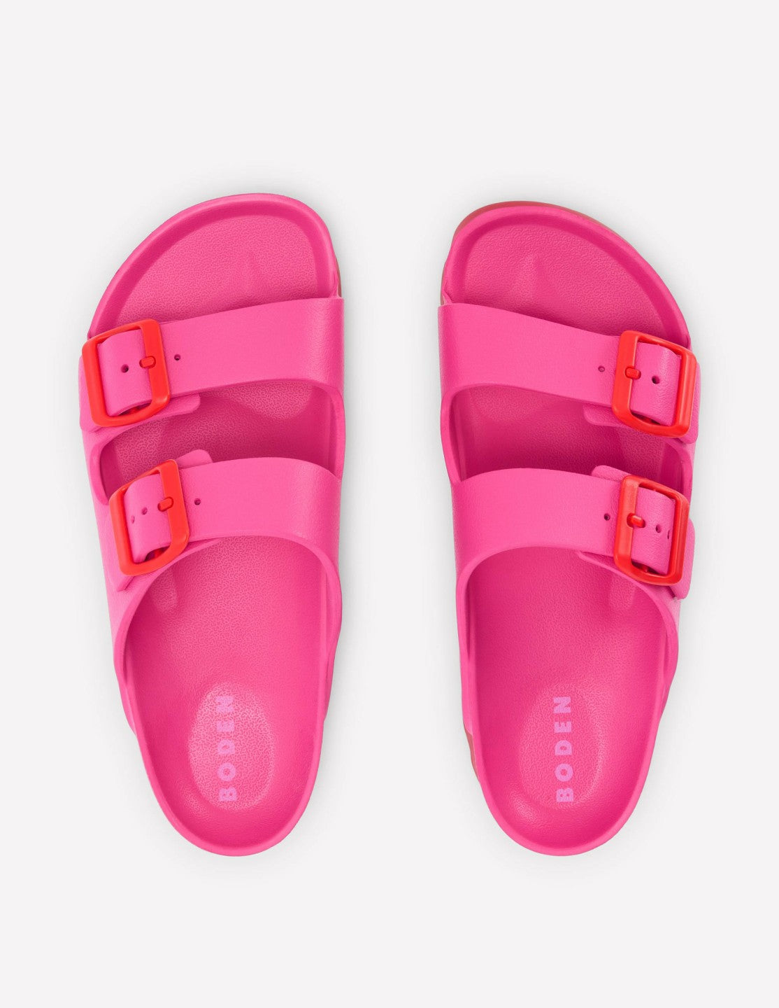 Lyla Double Buckle Sliders-Pink/Red / Boden us
