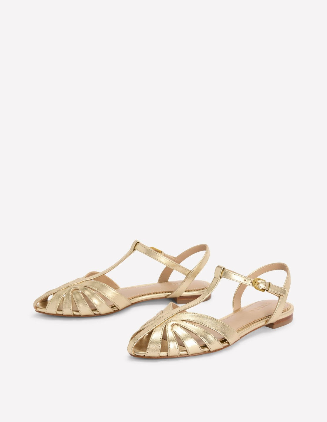 Caged Flat Sandal-Gold / Boden