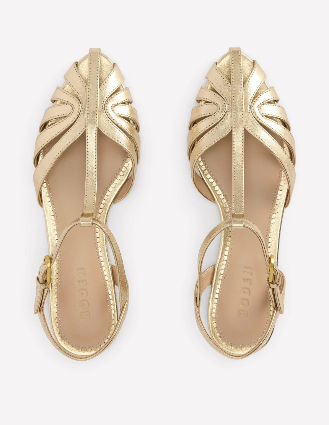 Caged Flat Sandal-Gold / Boden