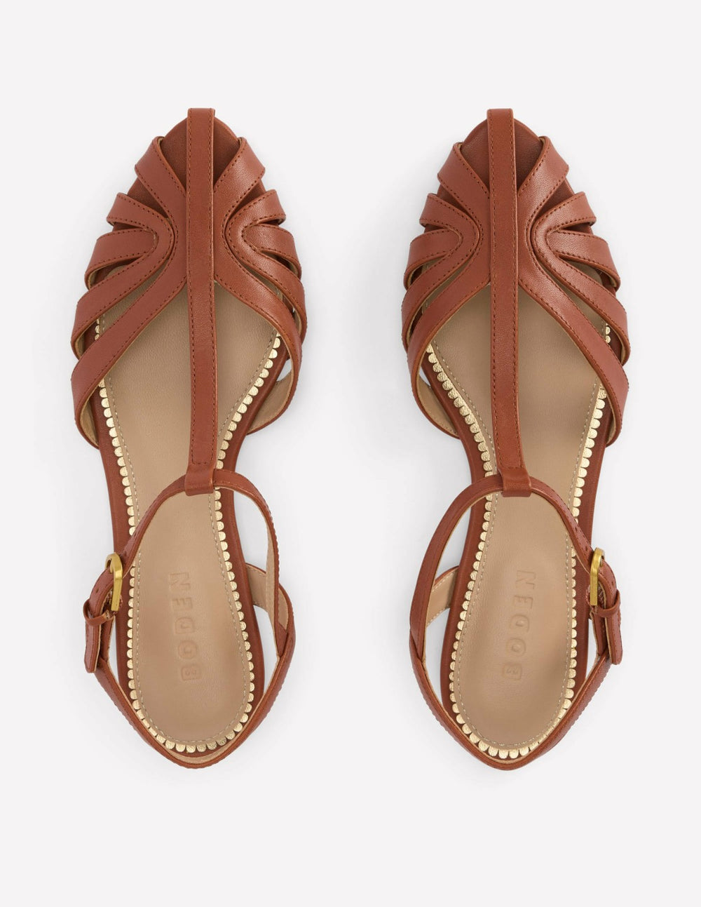 Caged Flat Sandal-Tan / Boden Sale