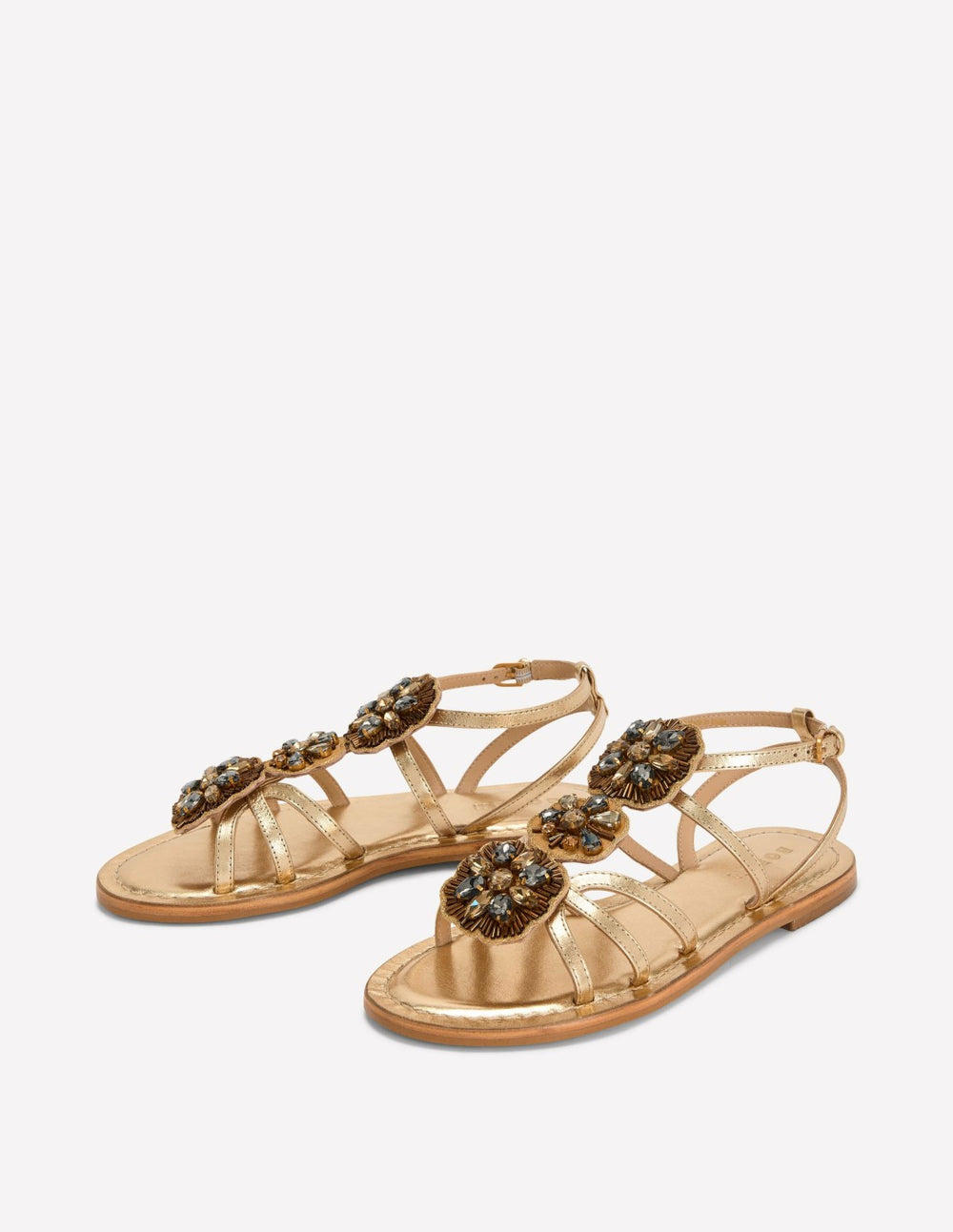 Crystal Flat Sandals-Gold / Boden Online