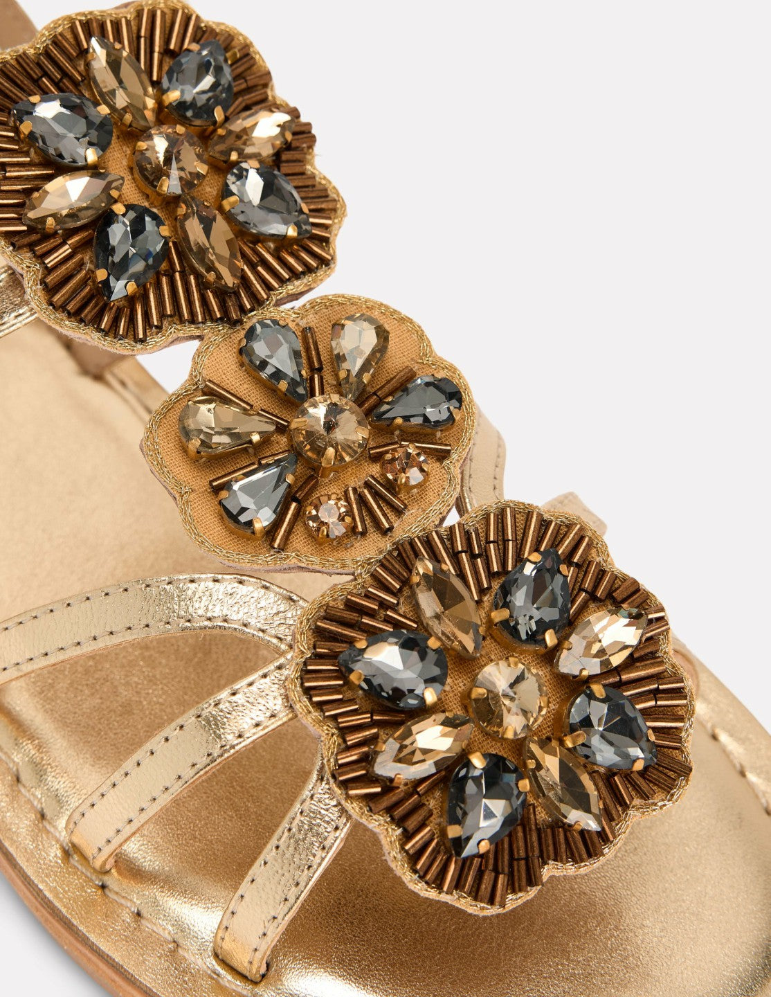 Crystal Flat Sandals-Gold / Boden Online