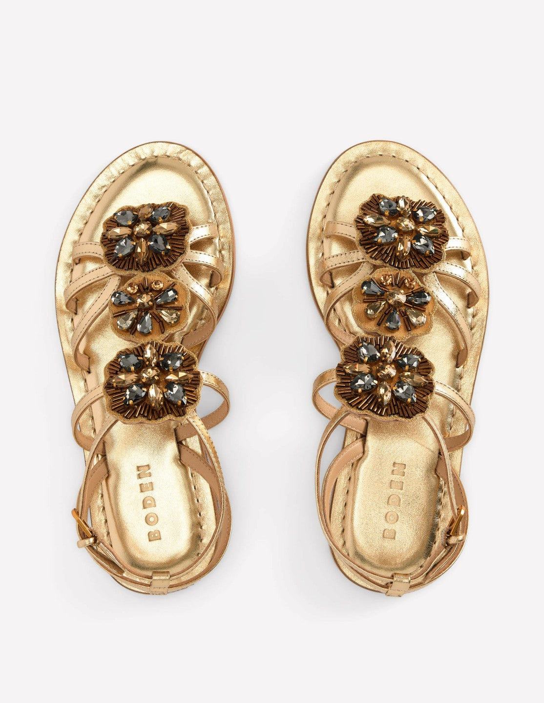 Crystal Flat Sandals-Gold / Boden Online