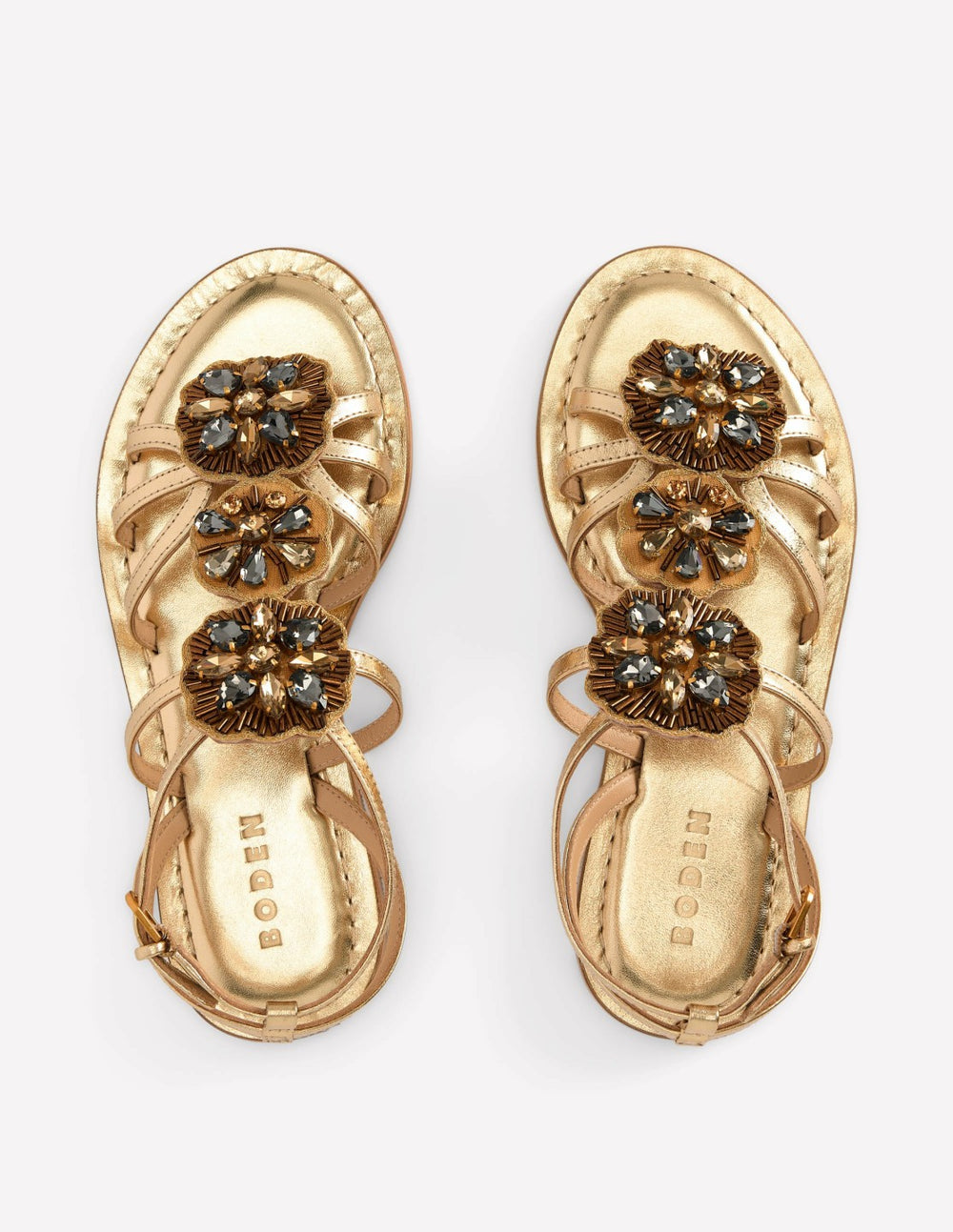 Crystal Flat Sandals-Gold / Boden Online