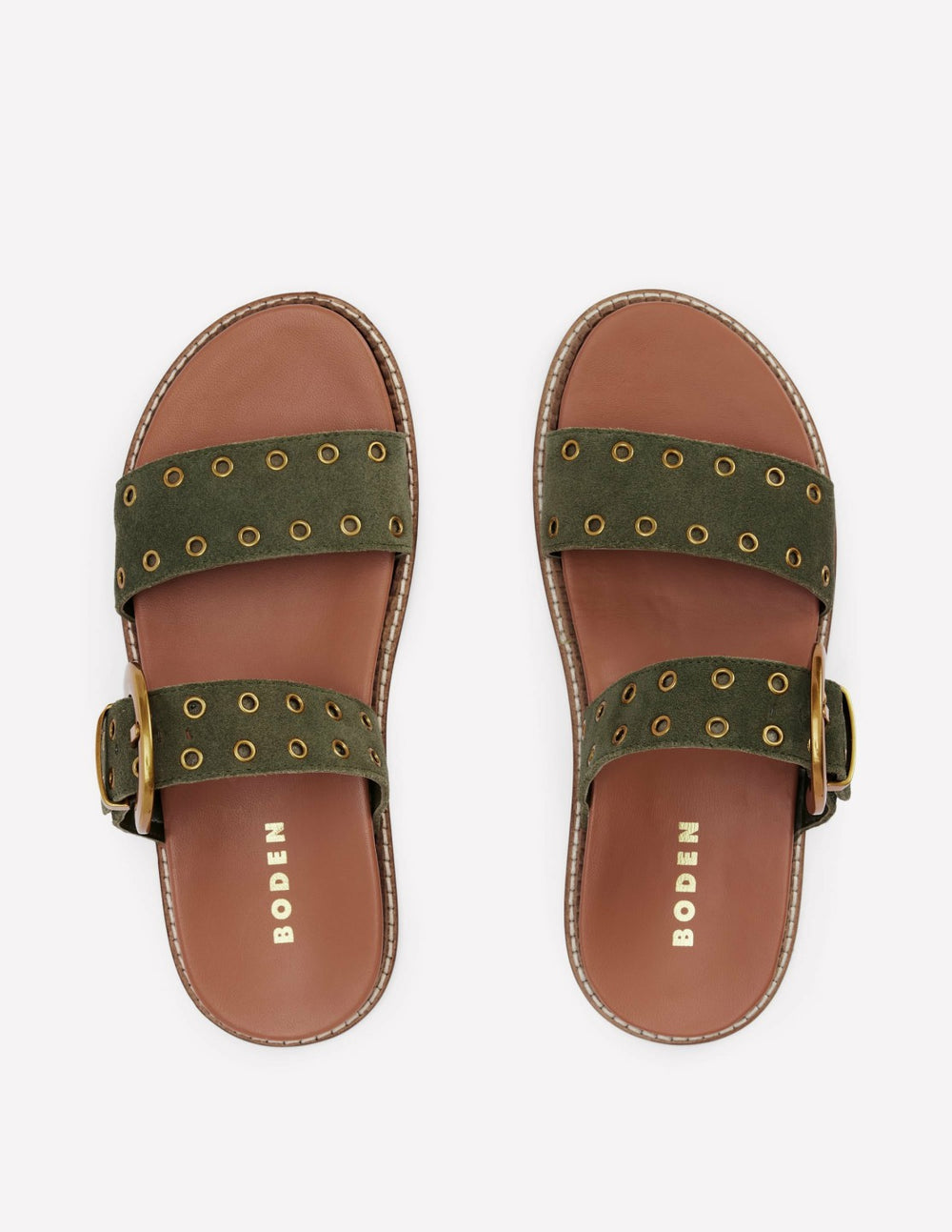 Caryl Double Strap Sandals-Deep Olive / Boden Outlet